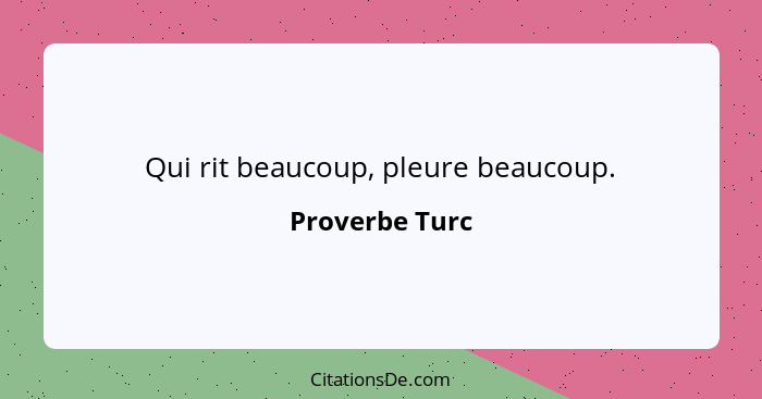 Qui rit beaucoup, pleure beaucoup.... - Proverbe Turc