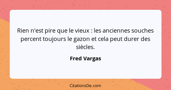 Rien n'est pire que le vieux : les anciennes souches percent toujours le gazon et cela peut durer des siècles.... - Fred Vargas