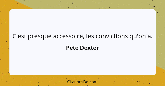 C'est presque accessoire, les convictions qu'on a.... - Pete Dexter