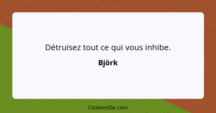 Détruisez tout ce qui vous inhibe.... - Björk