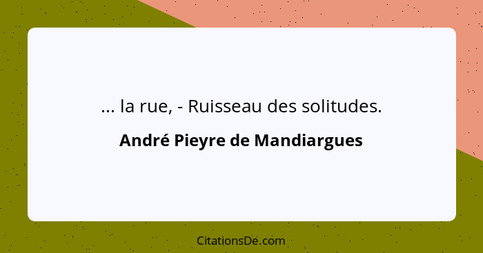 ... la rue, - Ruisseau des solitudes.... - André Pieyre de Mandiargues