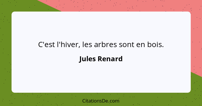 C'est l'hiver, les arbres sont en bois.... - Jules Renard