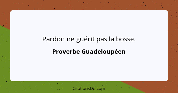 Pardon ne guérit pas la bosse.... - Proverbe Guadeloupéen