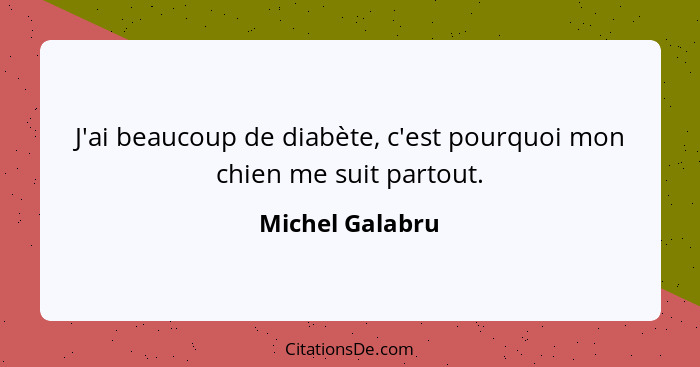 J'ai beaucoup de diabète, c'est pourquoi mon chien me suit partout.... - Michel Galabru