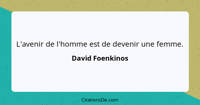 L'avenir de l'homme est de devenir une femme.... - David Foenkinos