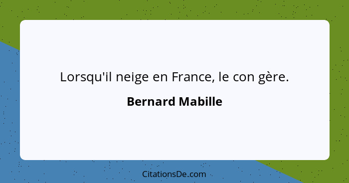 Lorsqu'il neige en France, le con gère.... - Bernard Mabille