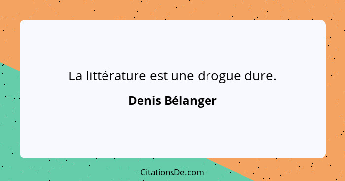La littérature est une drogue dure.... - Denis Bélanger