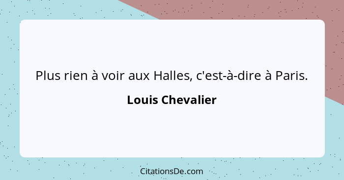 Plus rien à voir aux Halles, c'est-à-dire à Paris.... - Louis Chevalier