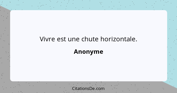 Vivre est une chute horizontale.... - Anonyme