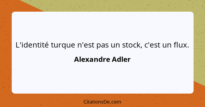 L'identité turque n'est pas un stock, c'est un flux.... - Alexandre Adler