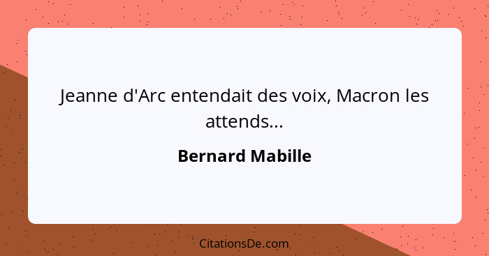 Jeanne d'Arc entendait des voix, Macron les attends...... - Bernard Mabille