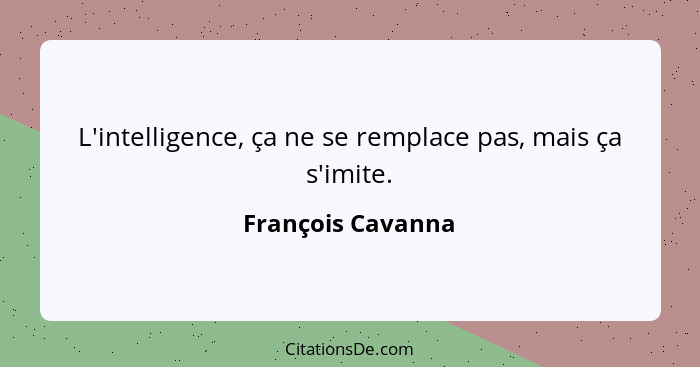 L'intelligence, ça ne se remplace pas, mais ça s'imite.... - François Cavanna
