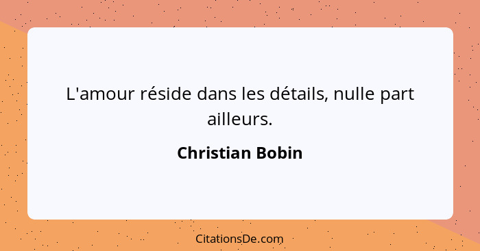 L'amour réside dans les détails, nulle part ailleurs.... - Christian Bobin