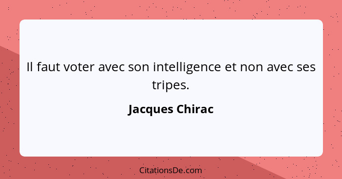 Il faut voter avec son intelligence et non avec ses tripes.... - Jacques Chirac