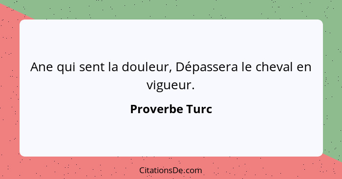 Ane qui sent la douleur, Dépassera le cheval en vigueur.... - Proverbe Turc