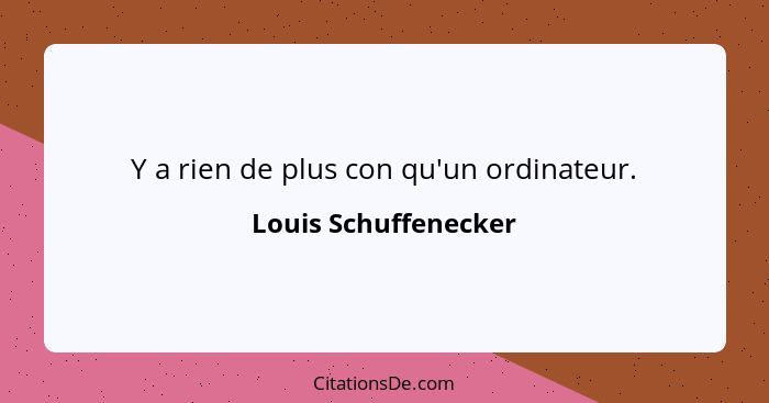 Y a rien de plus con qu'un ordinateur.... - Louis Schuffenecker