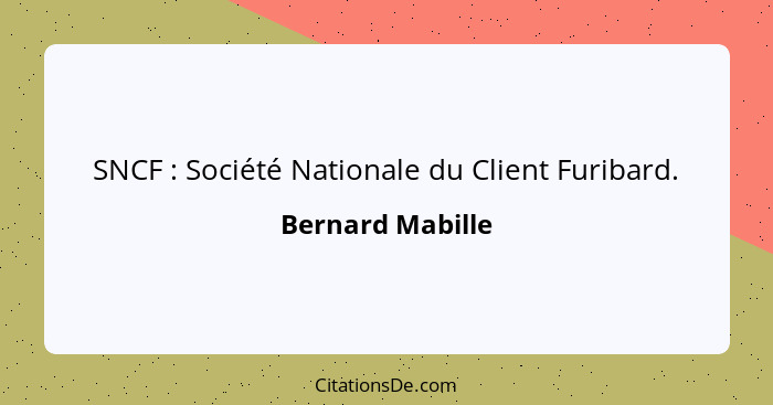 SNCF : Société Nationale du Client Furibard.... - Bernard Mabille
