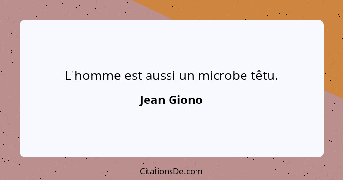 L'homme est aussi un microbe têtu.... - Jean Giono