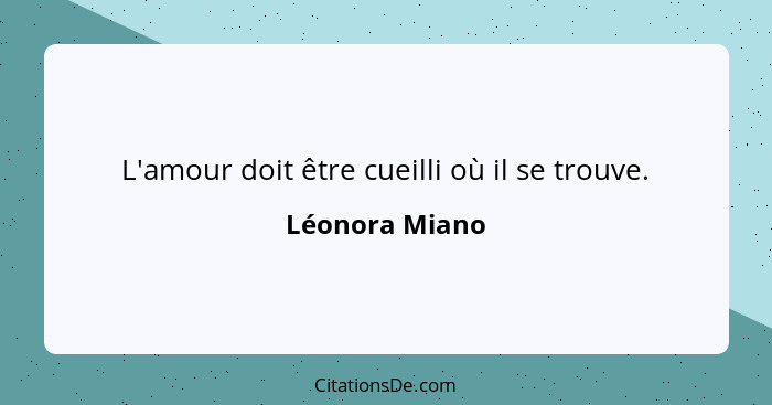 L'amour doit être cueilli où il se trouve.... - Léonora Miano