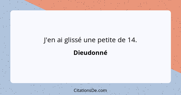 Dieudonne J En Ai Glisse Une Petite De 14