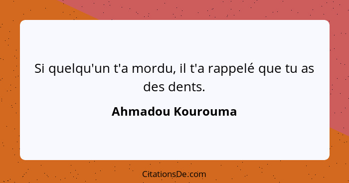 Si quelqu'un t'a mordu, il t'a rappelé que tu as des dents.... - Ahmadou Kourouma