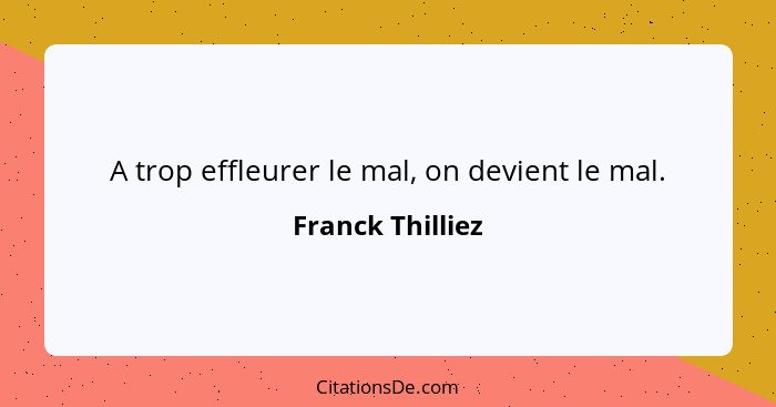 A trop effleurer le mal, on devient le mal.... - Franck Thilliez