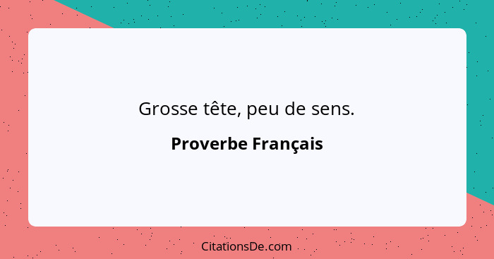 Grosse tête, peu de sens.... - Proverbe Français