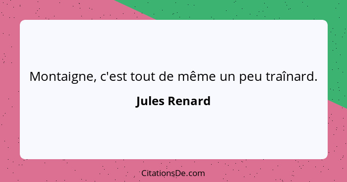 Montaigne, c'est tout de même un peu traînard.... - Jules Renard