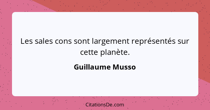 Les sales cons sont largement représentés sur cette planète.... - Guillaume Musso