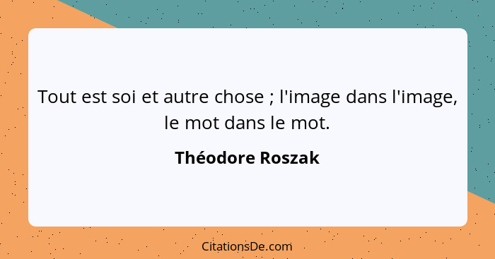 Tout est soi et autre chose ; l'image dans l'image, le mot dans le mot.... - Théodore Roszak