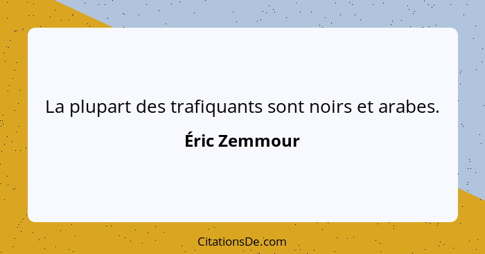 La plupart des trafiquants sont noirs et arabes.... - Éric Zemmour