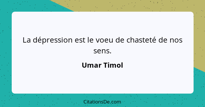 La dépression est le voeu de chasteté de nos sens.... - Umar Timol