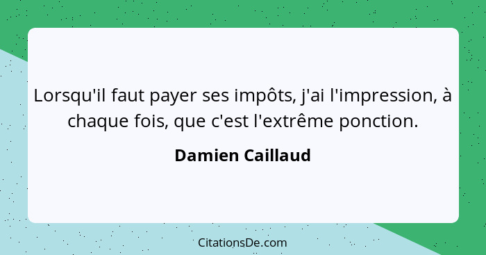 Lorsqu'il faut payer ses impôts, j'ai l'impression, à chaque fois, que c'est l'extrême ponction.... - Damien Caillaud