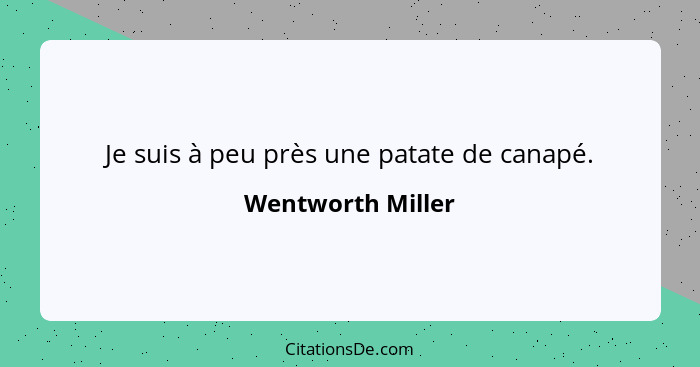 Je suis à peu près une patate de canapé.... - Wentworth Miller