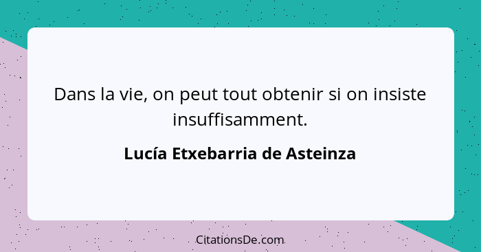 Dans la vie, on peut tout obtenir si on insiste insuffisamment.... - Lucía Etxebarria de Asteinza