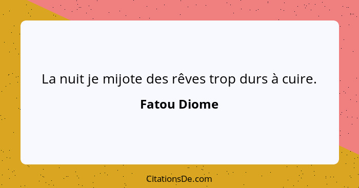 La nuit je mijote des rêves trop durs à cuire.... - Fatou Diome