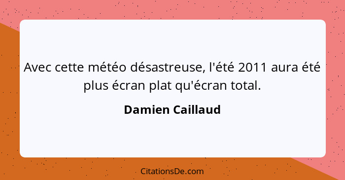 Avec cette météo désastreuse, l'été 2011 aura été plus écran plat qu'écran total.... - Damien Caillaud