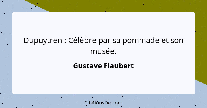 Dupuytren : Célèbre par sa pommade et son musée.... - Gustave Flaubert