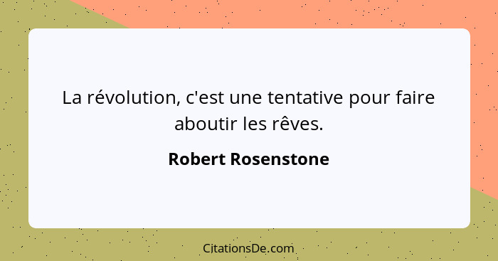 La révolution, c'est une tentative pour faire aboutir les rêves.... - Robert Rosenstone