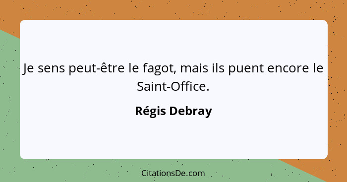 Je sens peut-être le fagot, mais ils puent encore le Saint-Office.... - Régis Debray