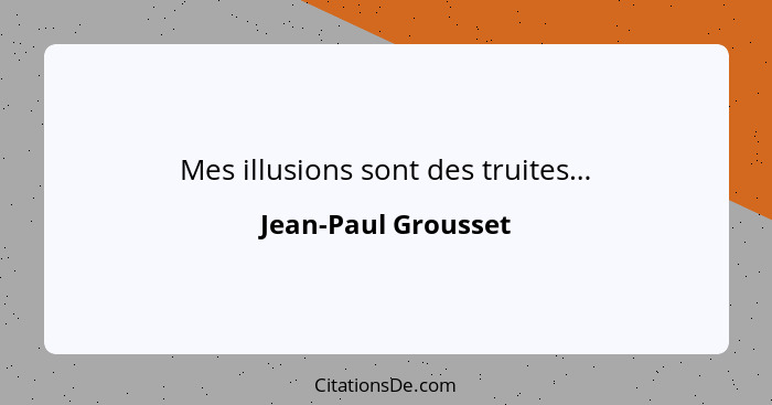 Mes illusions sont des truites…... - Jean-Paul Grousset