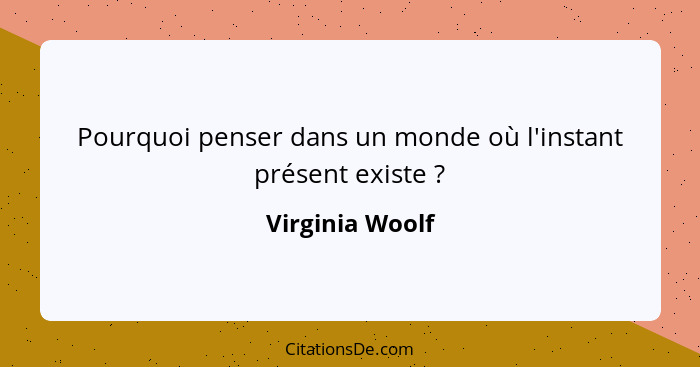 Pourquoi penser dans un monde où l'instant présent existe ?... - Virginia Woolf