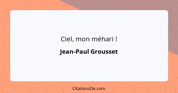 Ciel, mon méhari !... - Jean-Paul Grousset
