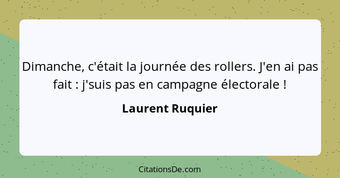 Dimanche, c'était la journée des rollers. J'en ai pas fait : j'suis pas en campagne électorale !... - Laurent Ruquier