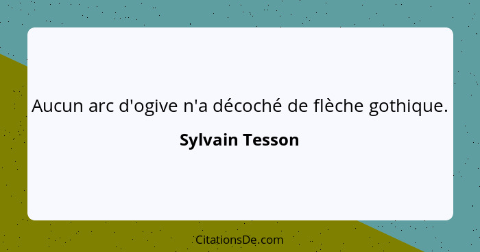 Aucun arc d'ogive n'a décoché de flèche gothique.... - Sylvain Tesson