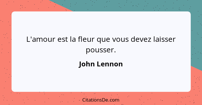 L'amour est la fleur que vous devez laisser pousser.... - John Lennon