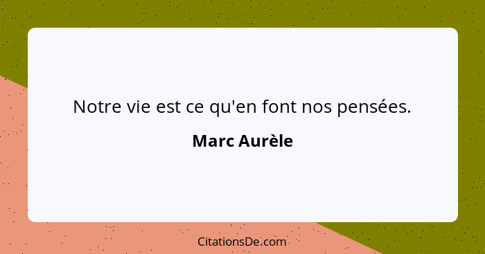 Notre vie est ce qu'en font nos pensées.... - Marc Aurèle