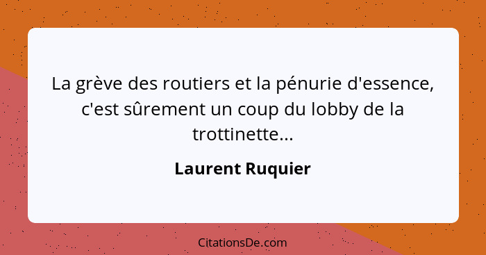 La grève des routiers et la pénurie d'essence, c'est sûrement un coup du lobby de la trottinette...... - Laurent Ruquier