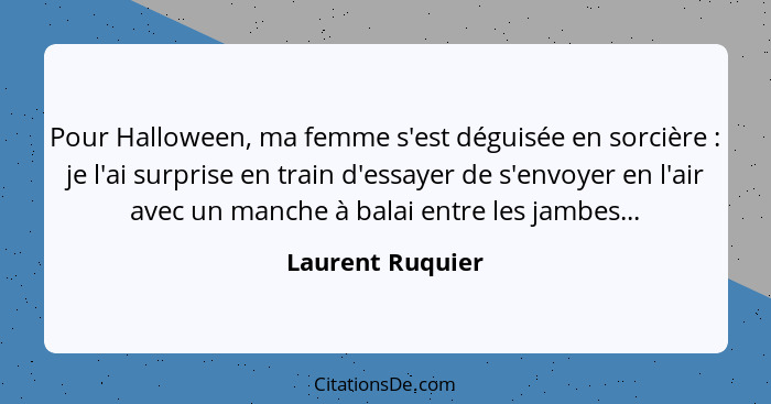 Pour Halloween, ma femme s'est déguisée en sorcière : je l'ai surprise en train d'essayer de s'envoyer en l'air avec un manche... - Laurent Ruquier