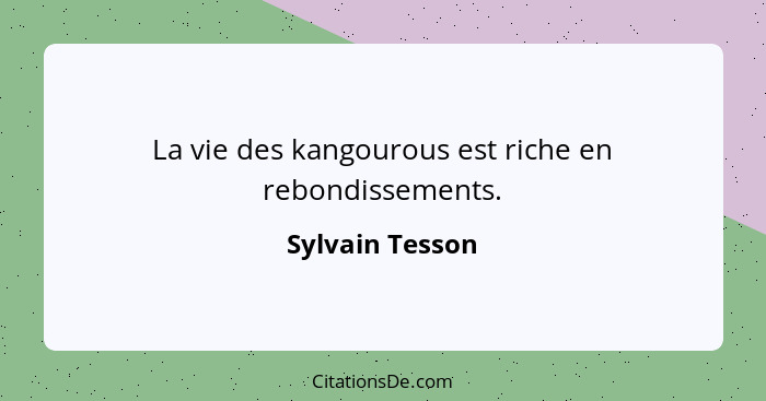 La vie des kangourous est riche en rebondissements.... - Sylvain Tesson